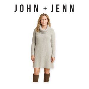 John + Jenn Grey Chunky Turtleneck Sweaterdress Size L
